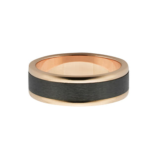 18ct rose gold and zirconium males wedding ring
