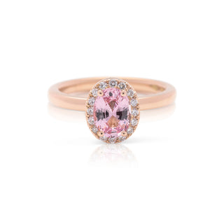 18ct rose gold diamond and padparadscha sapphire hand made dress ring