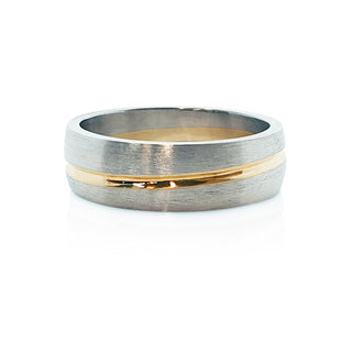18ct white and yellow gold mens wedding band