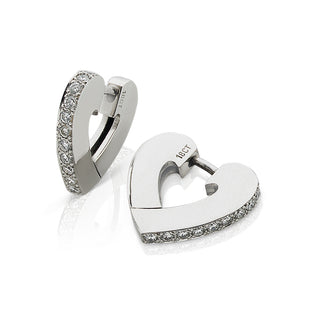 18ct white gold diamond heart cuff earrings