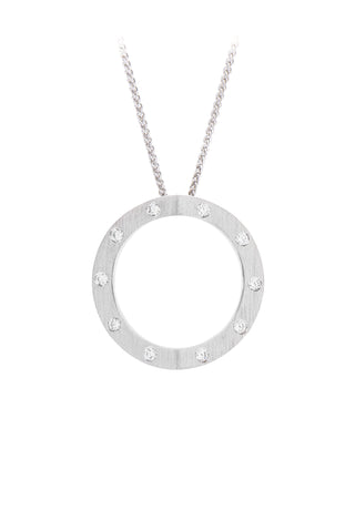 18ct white gold gypsy set diamond Hidden Heart pendant. 22mm