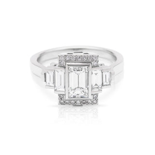Bagguette cut Diamond Platinum engagement ring
