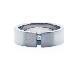 Gent White and black Diamond wedding ring1