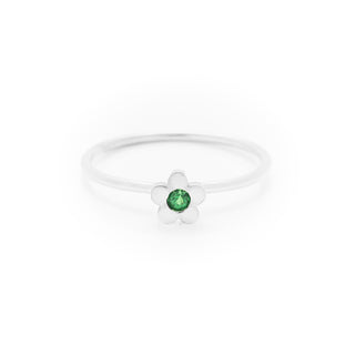 Tsavorite garnet baby flower dress ring made in 18ct white gold. From our flowers collection