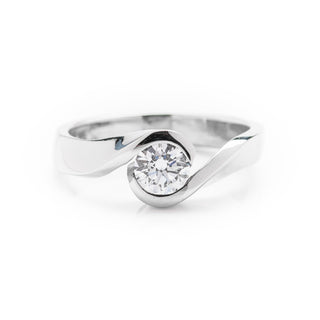 modern platinum single stone diamond engagement ring