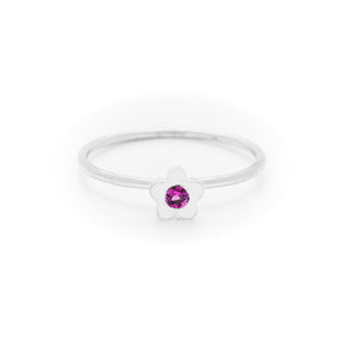 ruby baby flower dress ring made in 18ct white gold. From our flowers collection