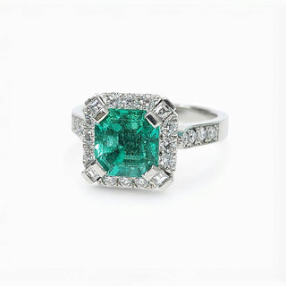2ct Emerald and diamond cluster