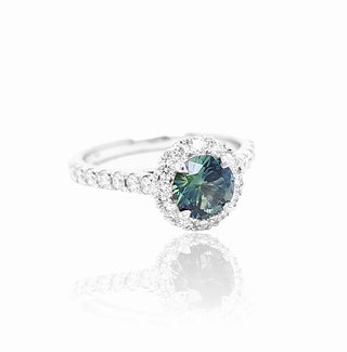 Green Sapphire and diamond cluster