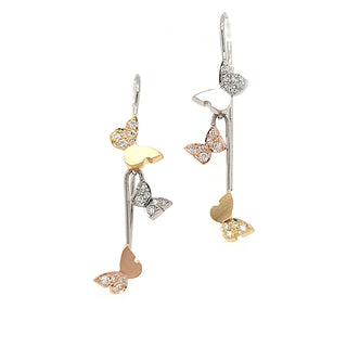 18ct gold diamond butterfly drop earrings