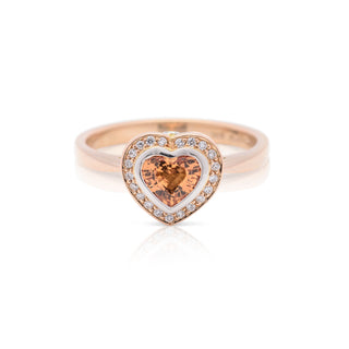 18ct rose gold diamond and orange sapphire hand made dress ring