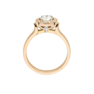 18ct rose gold diamond cluster engagement ring - side view