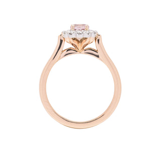 18ct rose gold platinum diamond and pink sapphire hand made dress ring - side view