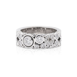 18ct white gold diamond dress ring, Narrow carbonated diamond ring