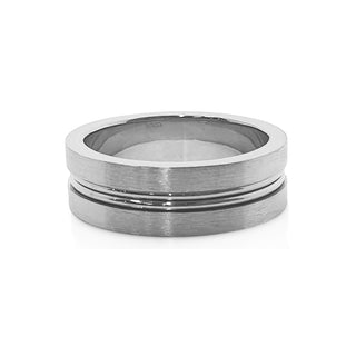 18ct white gold double wire males wedding band