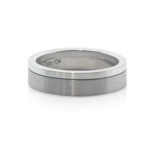 18ct white gold, stirling silver gents wedding band