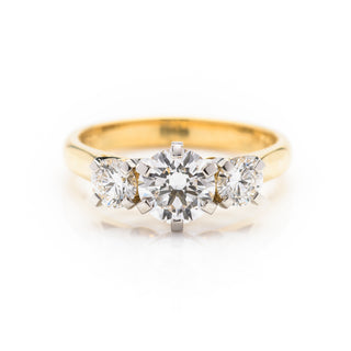 18ct yellow gold and platinum 3 stone diamond engagement ring