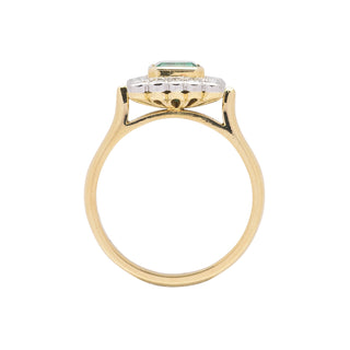 18ct yellow gold and platinum colombian emerald and diamond dress ring - side view