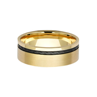 18ct yellow gold black zirconium males wedding ring