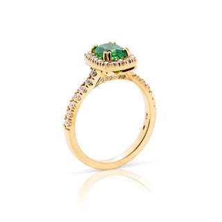 18ct yellow gold colombian emerald and diamond dress ring - 3 quarter view1