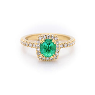 18ct yellow gold colombian emerald and diamond dress ring