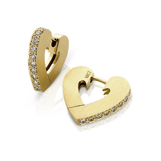 18ct yellow gold diamond heart cuff earrings