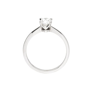 4 claw patinum oval diamond engagement ring - side view