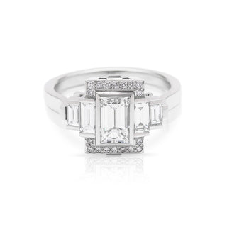 Bagguette cut Diamond Platinum engagement ring