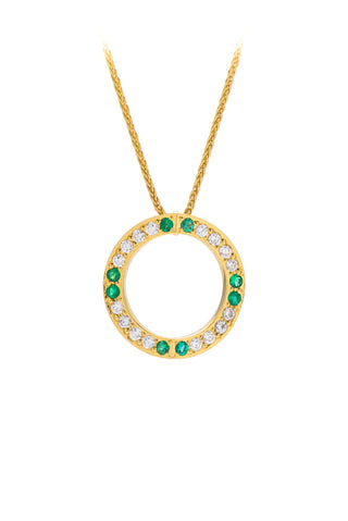 Large Hidden Heart™ yellow gold emerald diamond pendant