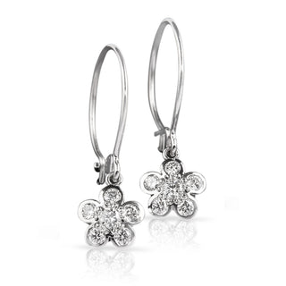 Diamond flower drop earrings