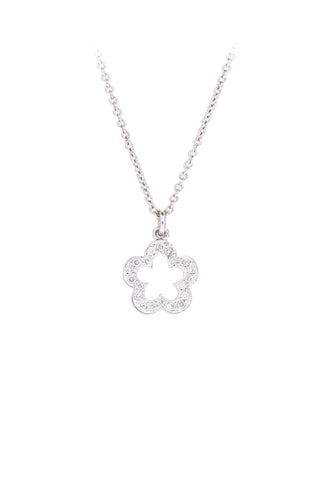 Open diamond flower penant made in 18ct white gold