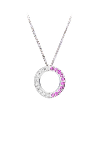 Medium Hidden Heart™ white gold pink sapphire and diamond pendant