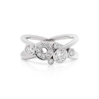 Platinum diamond crossover dress ring, carbonated ring