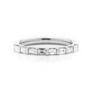 Platinum tab set Bagguette diamond wedding ring