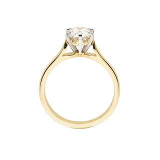 Traditional 6 claw 18ct yellow gold and platinum split band diamond solitaire engagement ring - side view