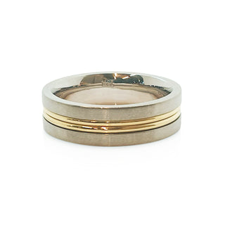 18ct White and yellow gold double wire mens wedding ring