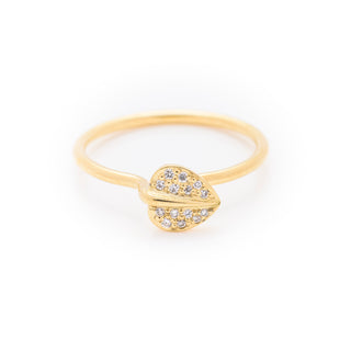 diamond set leaf dress ring made in 18ct yellow gold. From our flowers collection