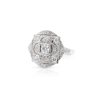 hand made platinum and diamond deco engagement ring. 3.4 view