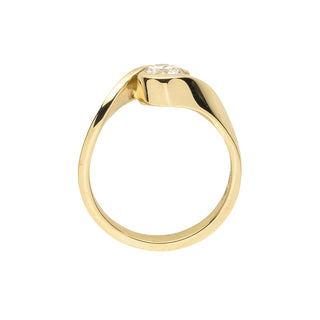 modern 18ct yellow gold single stone diamond engagement ring - side view