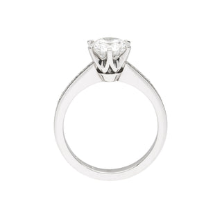 modern 6 claw platinum diamond solitaire engagement ring - side view