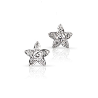 pointed flower diamond stud earrings